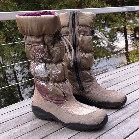Ecco leather and fabric patterned winter boots - Picture 1 of 14